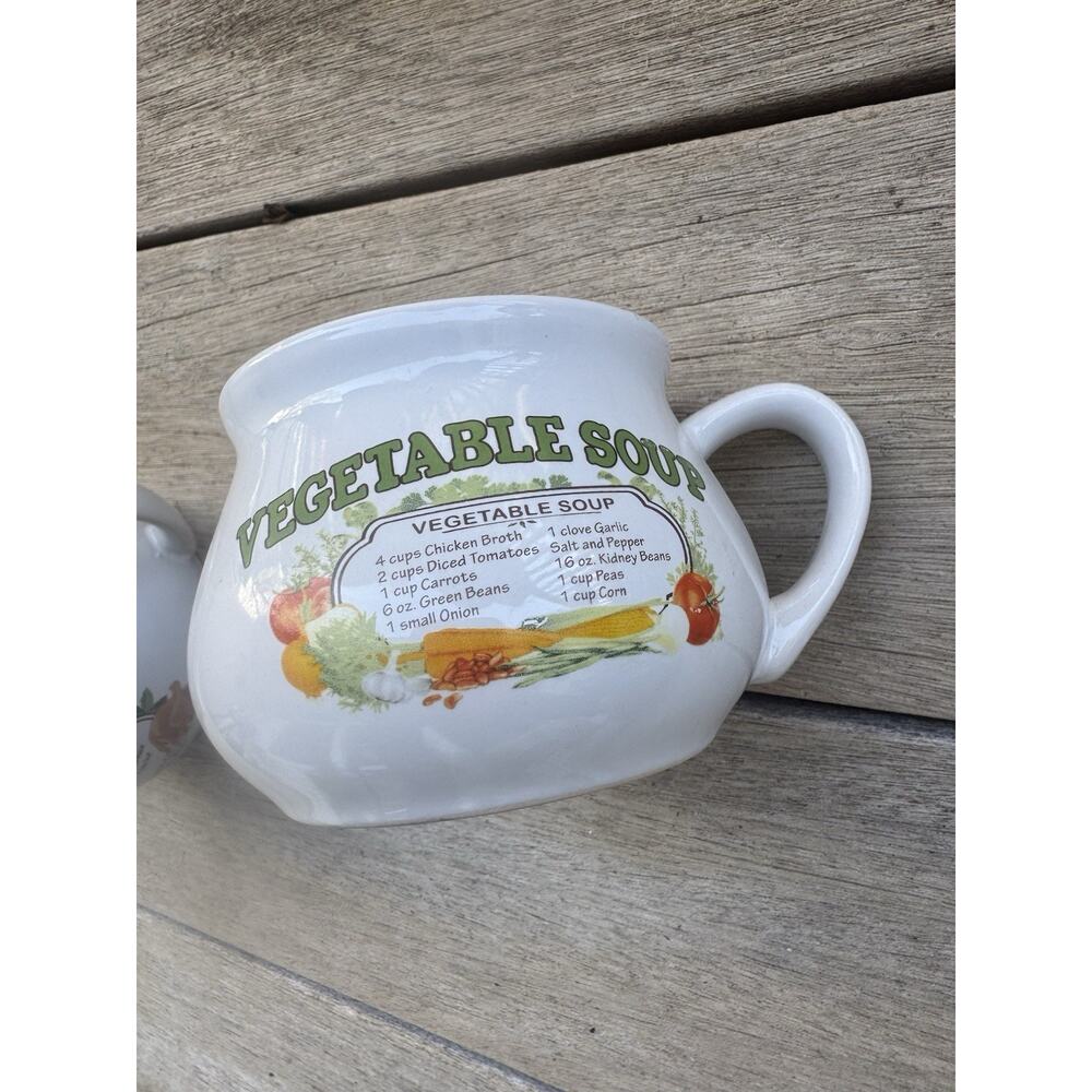 DAT'L DO-IT INC Vegetable Soup Recipe 16oz Mug Soup Bowl Ceramic Vintage Cottage